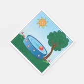 木の下に子どもがプールに入る スタンダードランチョンナプキン (角)