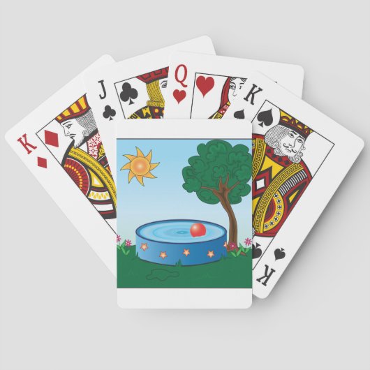 木の下に子どもがプールに入る トランプ (裏面)