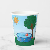 木の下に子どもがプールに入る 紙コップ (正面)
