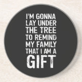 木の下に横たわるクリスマス家族の贈り物 コースター (正面)