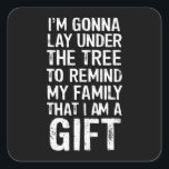 木の下に横たわるクリスマス家族の贈り物 スクエアシール<br><div class="desc">木の下に横たわるクリスマス家族の贈り物</div>