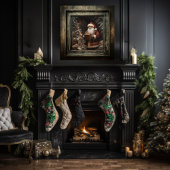 木の下に黒いサンタを置くプレゼント威厳のある ポスター