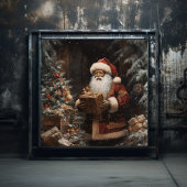 木の下に黒いサンタを置くプレゼント威厳のある ポスター