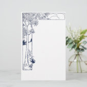 木の下のウサギの読書 便箋 (スタンド正面)