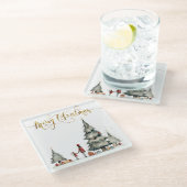 木の下のクリスマスプレゼント ガラスコースター (アングル)