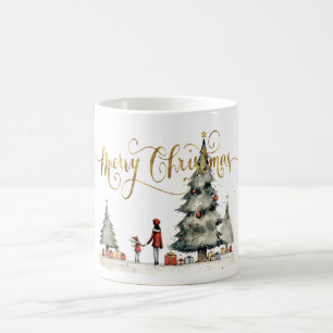 木の下のクリスマスプレゼント コーヒーマグカップ