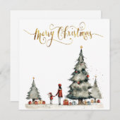 木の下のクリスマスプレゼント シーズンカード (正面/裏面)