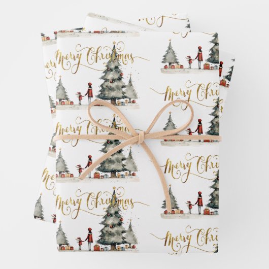 木の下のクリスマスプレゼント ラッピングペーパーシート (インサイチュ)