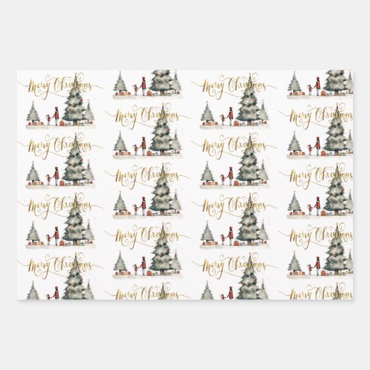 木の下のクリスマスプレゼント ラッピングペーパーシート (正面)