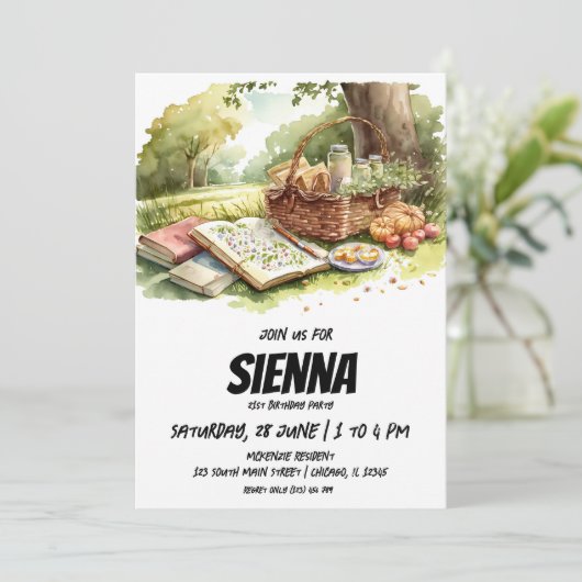木の下のサマーピクニック招待状 招待状 (スタンド正面)