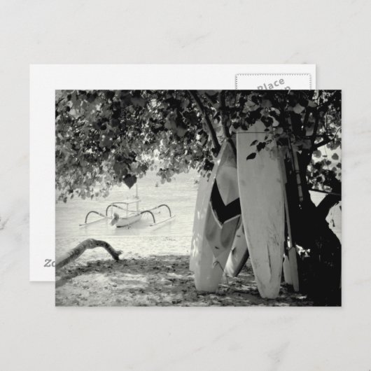 木の下のサーフボード ポストカード (正面/裏面)