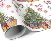 木の下のシベリアのハスキーの子犬 ラッピングペーパー (ロールコーナー)