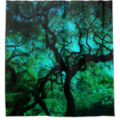 木の下のターコイズ シャワーカーテン (正面)