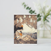 木の下のヴィンテージの物語の本の女の子 ポストカード (スタンド正面)