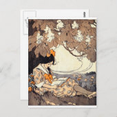 木の下のヴィンテージの物語の本の女の子 ポストカード (正面/裏面)