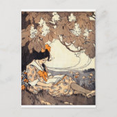 木の下のヴィンテージの物語の本の女の子 ポストカード (正面)