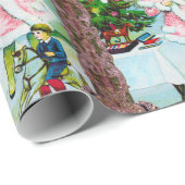 木の下の古いファッションクリスマス ラッピングペーパー (ロールコーナー)