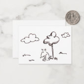 木の下の可愛いキャラクタードッグのイラスト ノートカード (正面/裏面インサイチュ)
