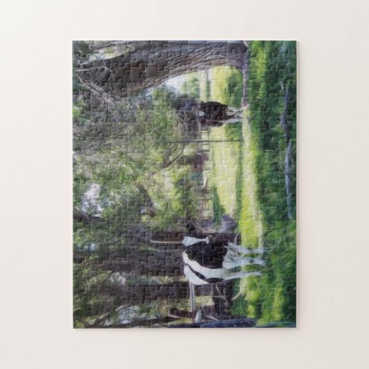 木の下の牛 ジグソーパズル (縦)