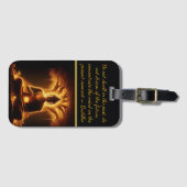 木の下の白熱［赤熱］光を放つ仏 ラゲッジタグ (正面横)