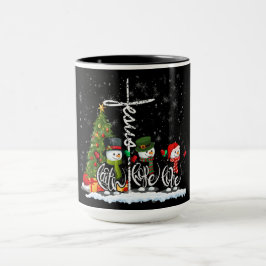 木の下の雪だるま:クリスマスのメッセージ マグカップ