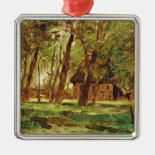 木の下のFarmstead メタルオーナメント (正面)