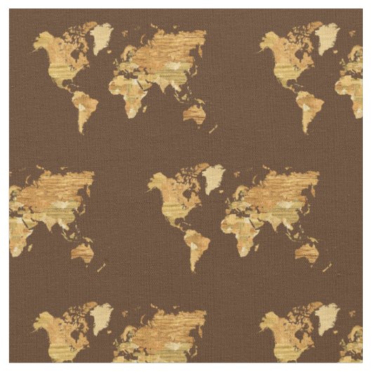 木の世界地図 ファブリック (クローズアップ)
