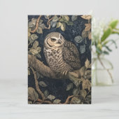 木の中でバーレッドフクロウWilliam Morrisスタイル 招待状 (スタンド正面)