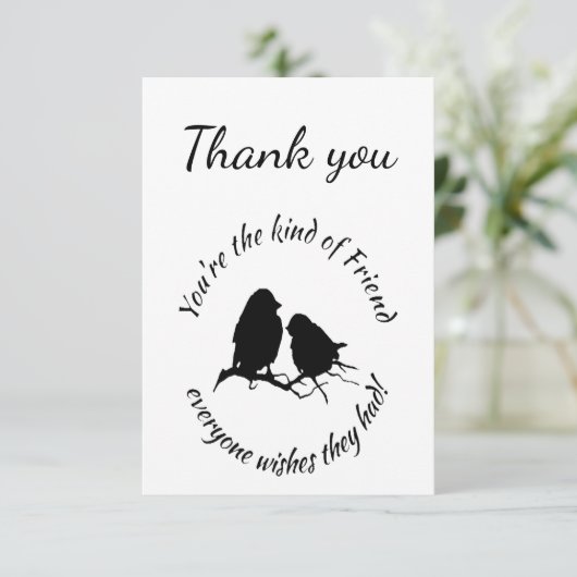 木の中で友情かわいい鳥ありがとう サンキューカード (スタンド正面)