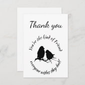 木の中で友情かわいい鳥ありがとう サンキューカード (正面/裏面)