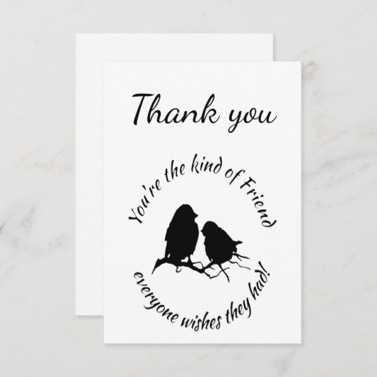 木の中で友情かわいい鳥ありがとう サンキューカード (正面/裏面)
