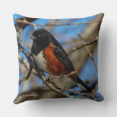 木の中で斑点のあるトウヒの雀の鳴き鳥 クッション (裏面)