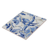 木の中にシックブルー中国のホワイトバード タイル (側面)