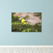 木の中のアメリカ人のゴールドフィンチの男性 キャンバスプリント (インサイチュ (ウッドフロア))