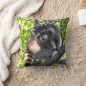 木の中のアライグマ クッション (ブランケット)