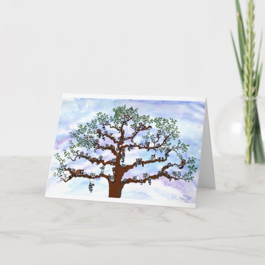 木の中のアライグマ ノートカード (正面)