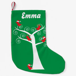 木の中のクリスマスバード スモールクリスマスストッキング