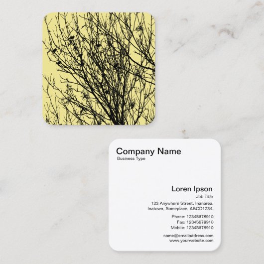木の中のスターリング – 黄色淡い色のF5EA93の上の黒 スクエア名刺 (正面/裏面)