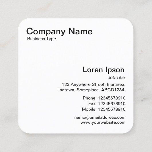 木の中のスターリング – 黄色淡い色のF5EA93の上の黒 スクエア名刺 (裏面)