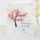 木の中のハート カード (黄色い花)