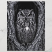 木の中のフクロウ黒白スクラップブック紙 (正面)