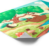 木の中の動物の家族。 ポスター (角)