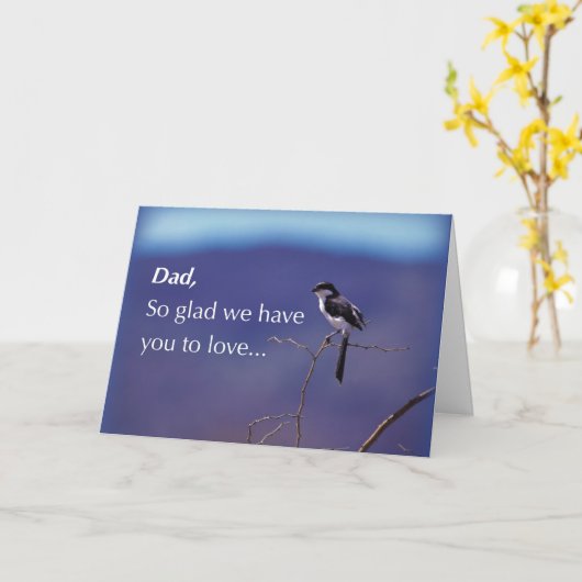 木の中の父の日鳥 カード (黄色い花)