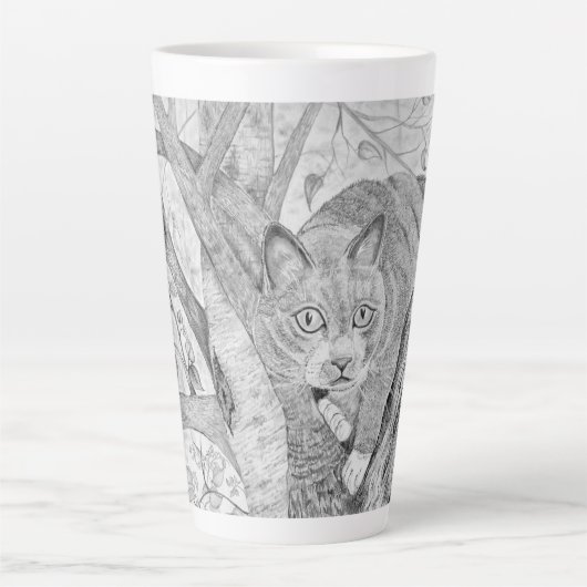木の中の猫 カフェラテマグ (正面)