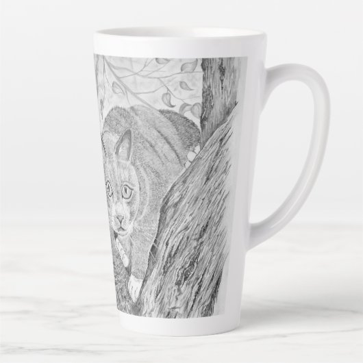 木の中の猫 カフェラテマグ (右)