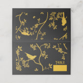 木の中の陳腐な鳥黒い折り畳み座席表 プレイスカード (外部開封)