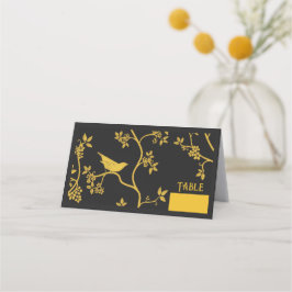 木の中の陳腐な鳥黒い折り畳み座席表 プレイスカード