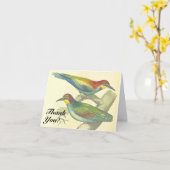 木の中の鳥、"ありがとう!"、ヴィンテージ見て カード (黄色い花)