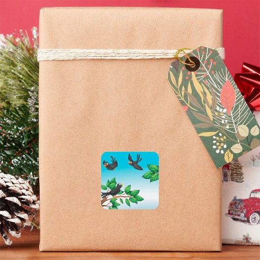 木の中の鳥 スクエアシール