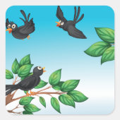 木の中の鳥 スクエアシール (正面)